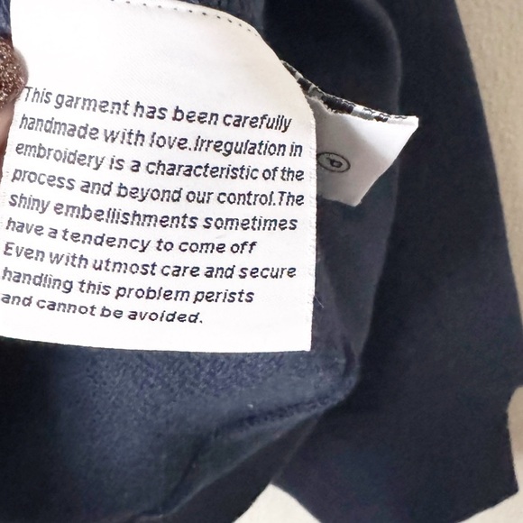 HEMANT & NANDITA Navy Crystal Embellished Sweatshirt Sweater/Pullover - Picture 7 of 10